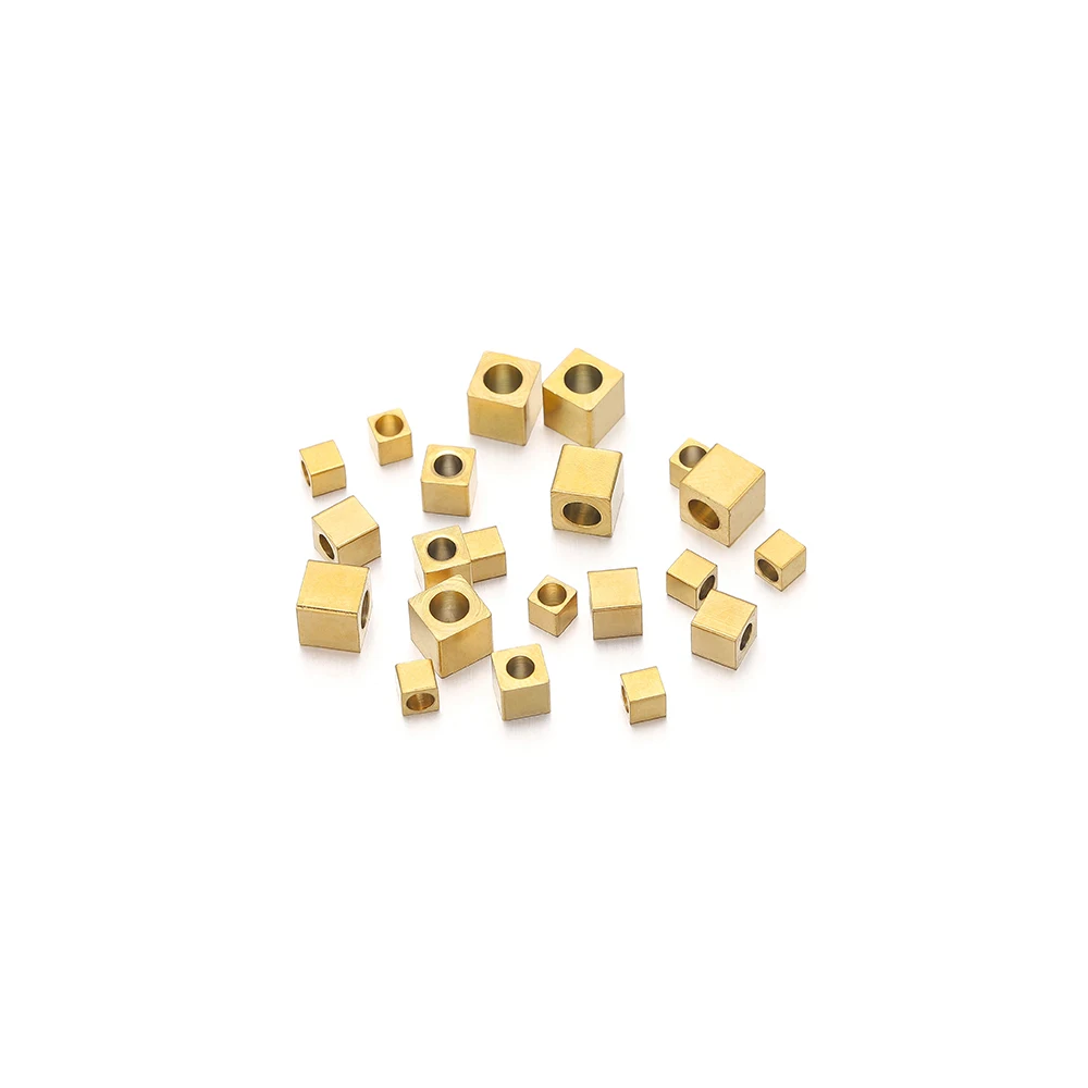 

20/50pcs Stainless Steel 3 4 5mm Square Beads Gold Color Spacer Beads for DIY Fashion Jewelry Making Necklace Bracelet Supplies