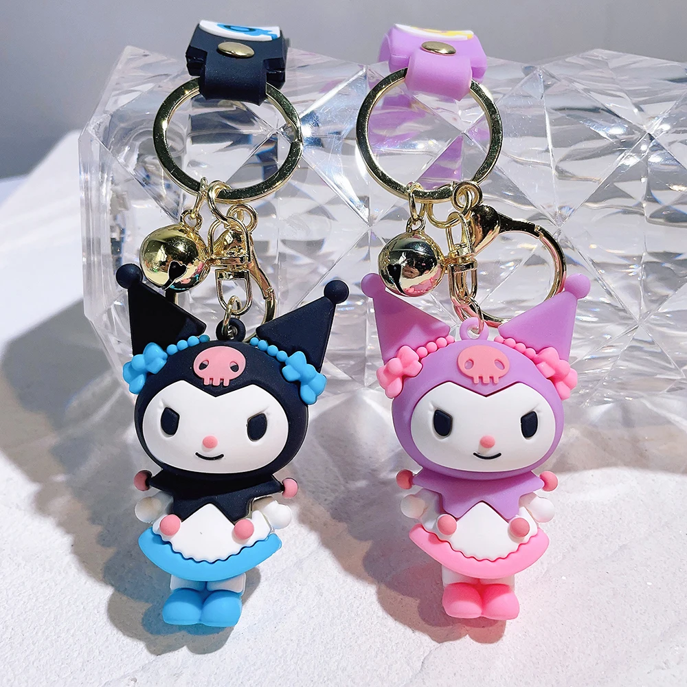 Sanrio Kuromi Keychain Cute Cartoon Kuromi Doll Pendant Car Keyring Schoolbag Decoration Ornaments Accessories Jewelry Gifts