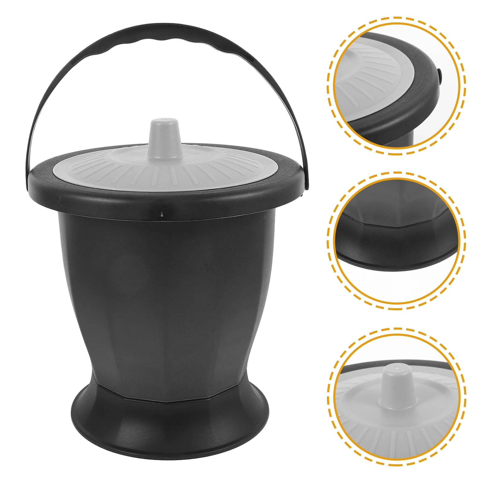 

Portable Adult Toilet Spittoon Commode Bucket Grey Lid Chamber Pot Urine Container Plastic Potty Bedside Urinal