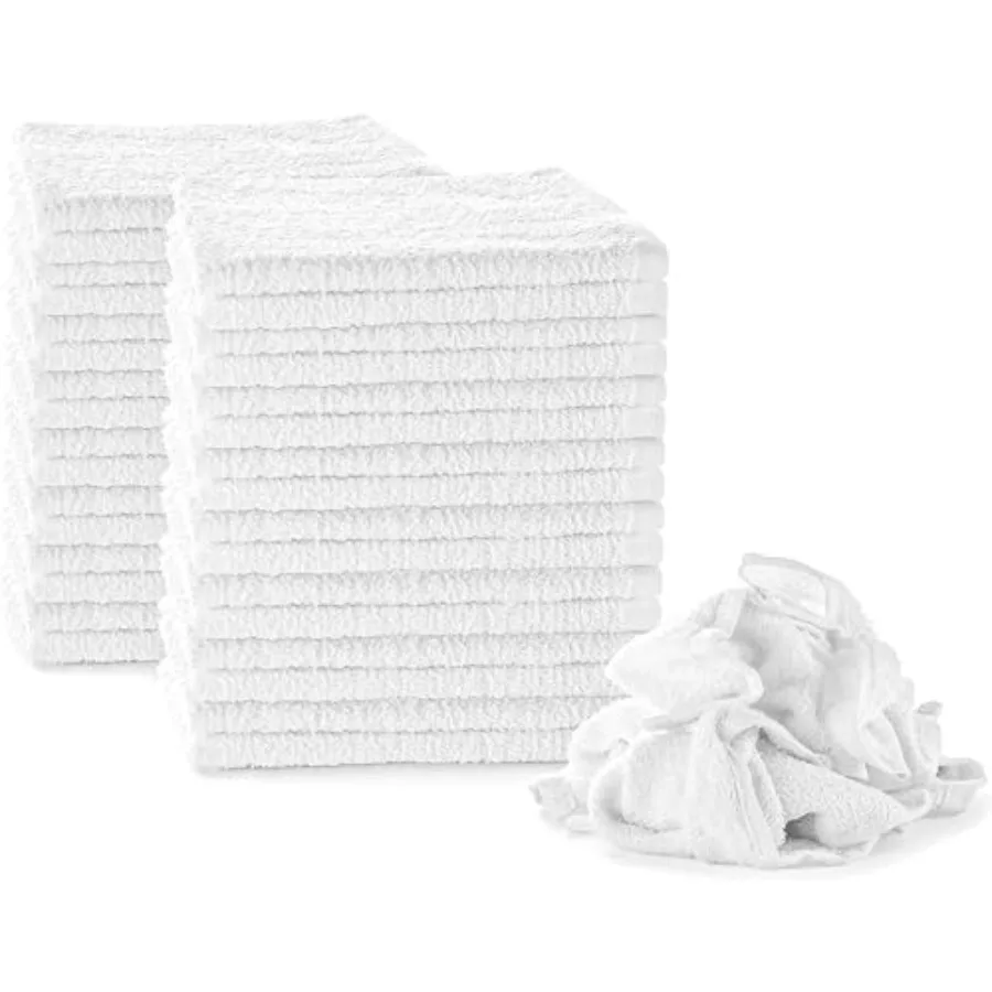 

Terry Rags Bulk White Towel Rag Multipurpose 12x12 Inches100% Cotton Cleaning Solution Super Absorbent Lint Free White
