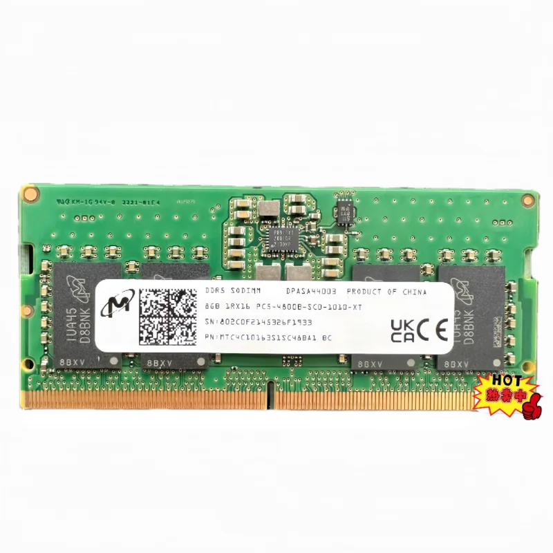 

Micron RAMS DDR5 8GB 4800MHz Laptop Memory DDR5 8GB 1RX16 PC5-4800B-SC0-1010 SODIMM Notebook memory