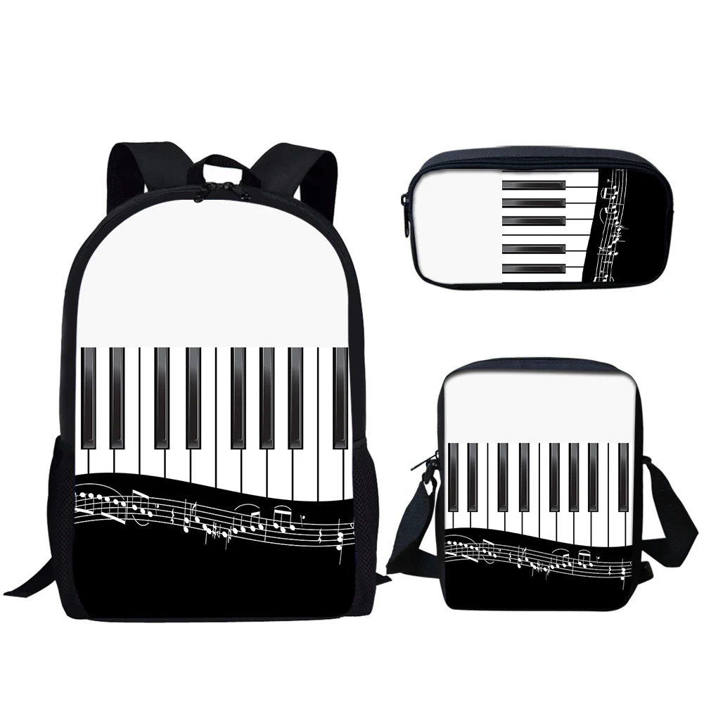 Belidome borse da scuola Casual tastiera per pianoforte note musicali stampa 3Set zaino da viaggio per ragazzi adolescenti ragazze Bookbag torna a scuola