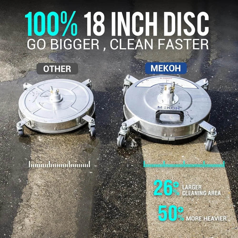 Stainless Steel 4500 PSI Pressure Washer Surface Cleaner with 4 Wheels for Driveway, Sidewalk, and Patio