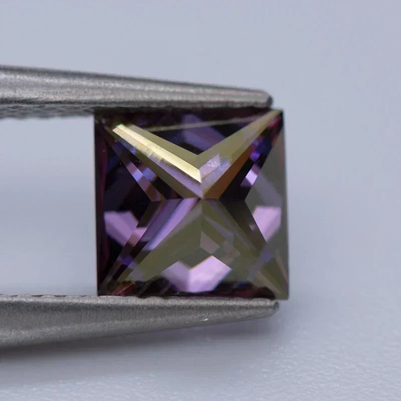 Moissanit-Stein im Princess-Schliff, kaiserlich lila, VVS1, Edelstein-Anhänger für DIY-Schmuckherstellung, Materialien mit Zertifikat – Detail 6