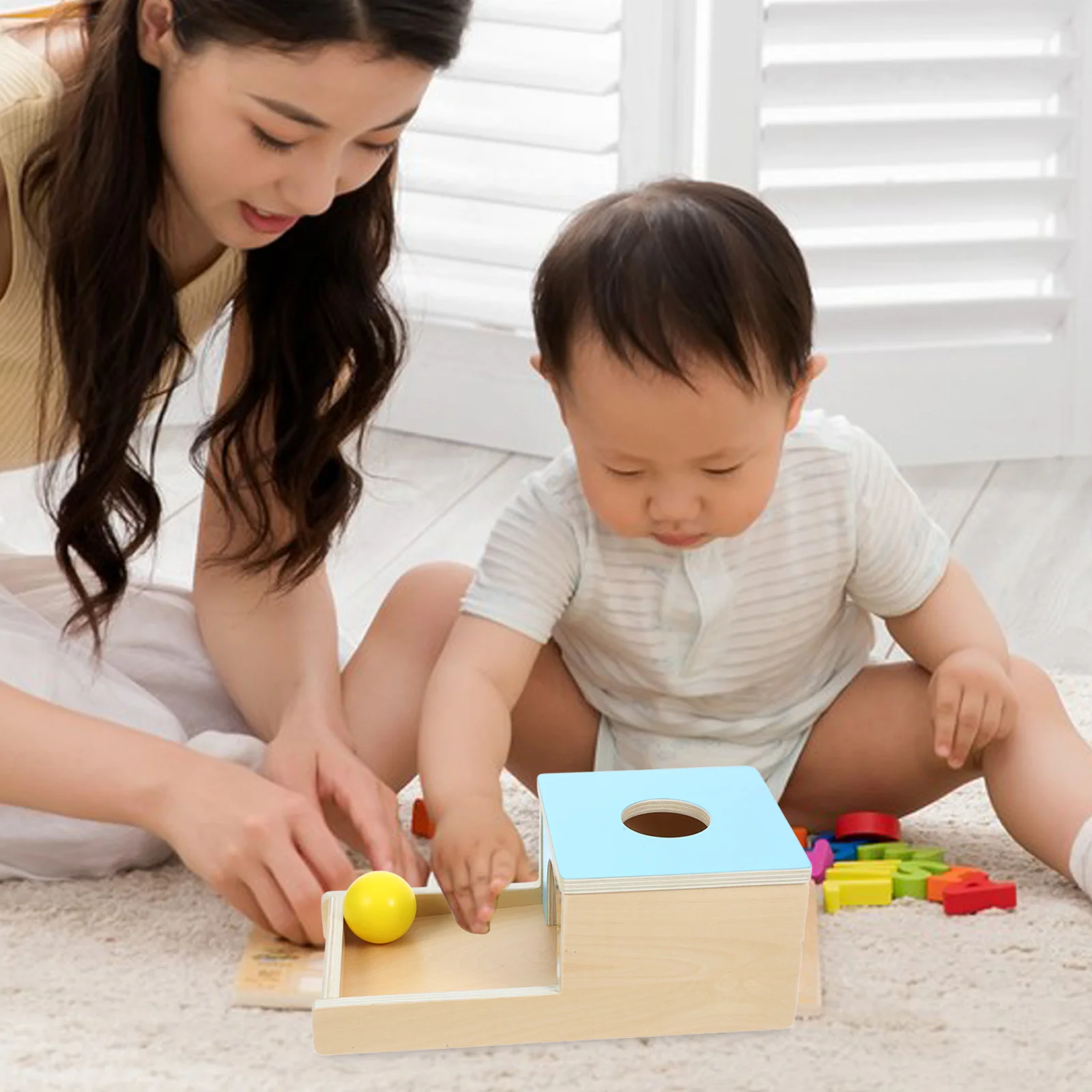 

Wooden Kids Sensory Toys Baby Cognitive Toy Sky-blue 1 Set Fine Motor Skills Box Toddler Early