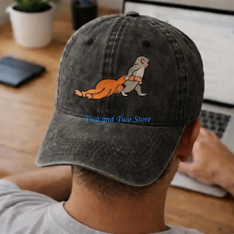 HX6F Eye Catching Monkey Embroidered Baseball Hat Comfortable Sunhat For Long Wear
