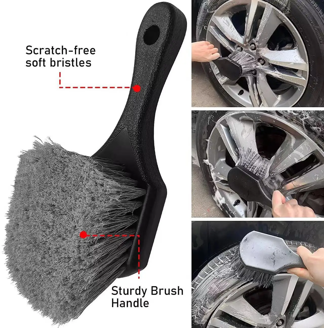 Kit de brosses universelles pour jante de roue de voiture, brosses de détail, serviette de lavage, accessoires de livres