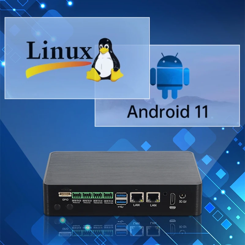 Android Ubuntu搭載産業用ミニPC ARM RK3568 4xRS232/485 WiFi 4G/5G LTE eDP LVDS GPIO HDMI GPS CAN UART I2C MIPI LCD カメラ