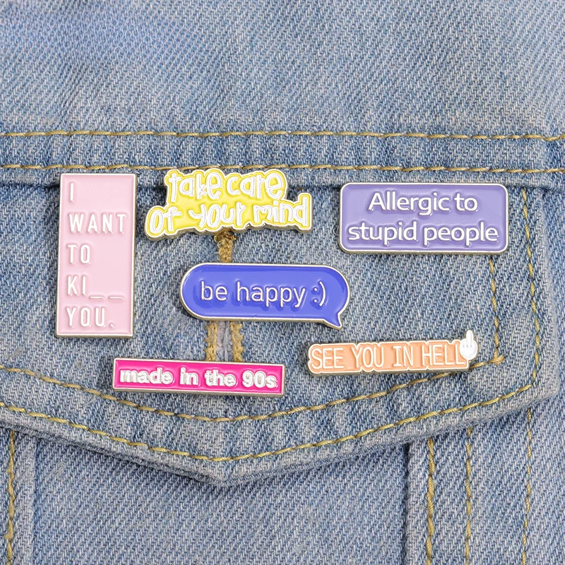 Sarcasm Quotes Enamel Pins Custom Motivational English Phrases Brooch Lapel Badges Funny Jewelry Gift for Kids Friends Wholesale