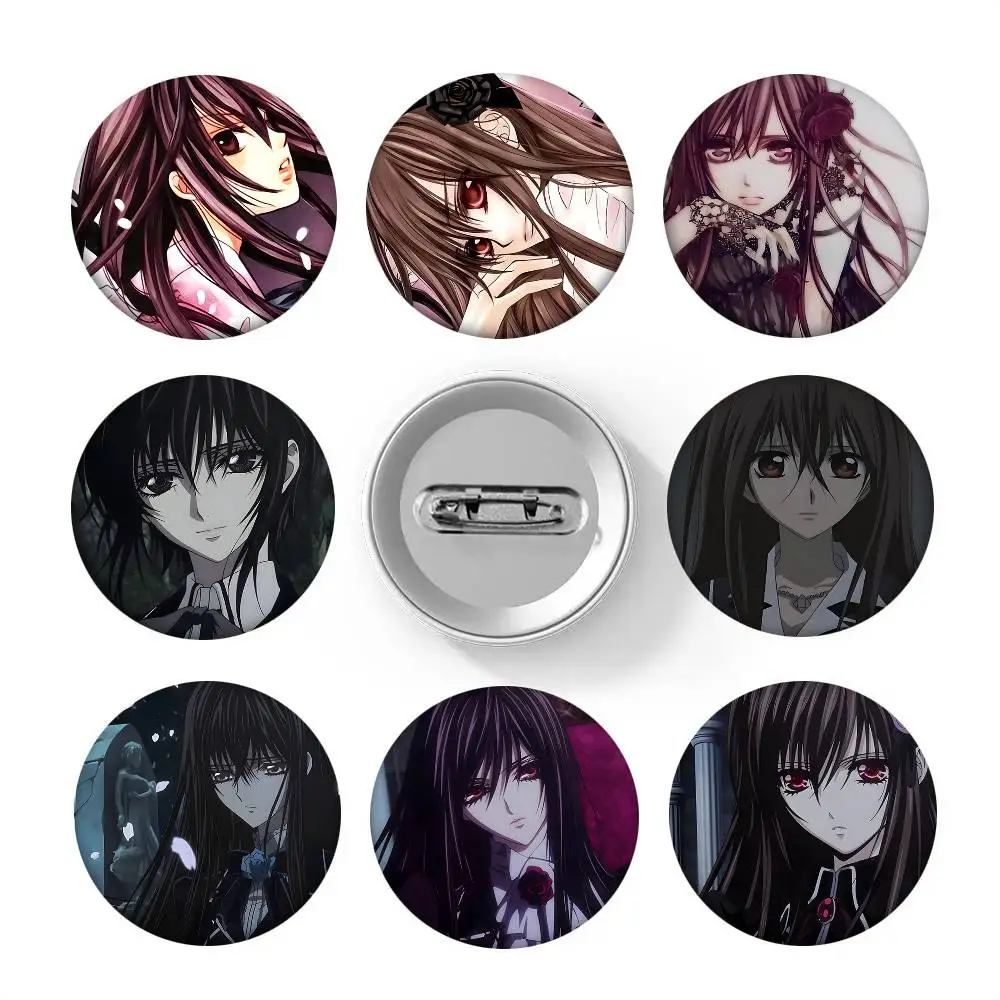 1 Stück Anime V-Vampire Knight Cartoon-Stil Abzeichen Broschen für Rucksack-Dekoration Runde Emaille-Pins für Accessoires