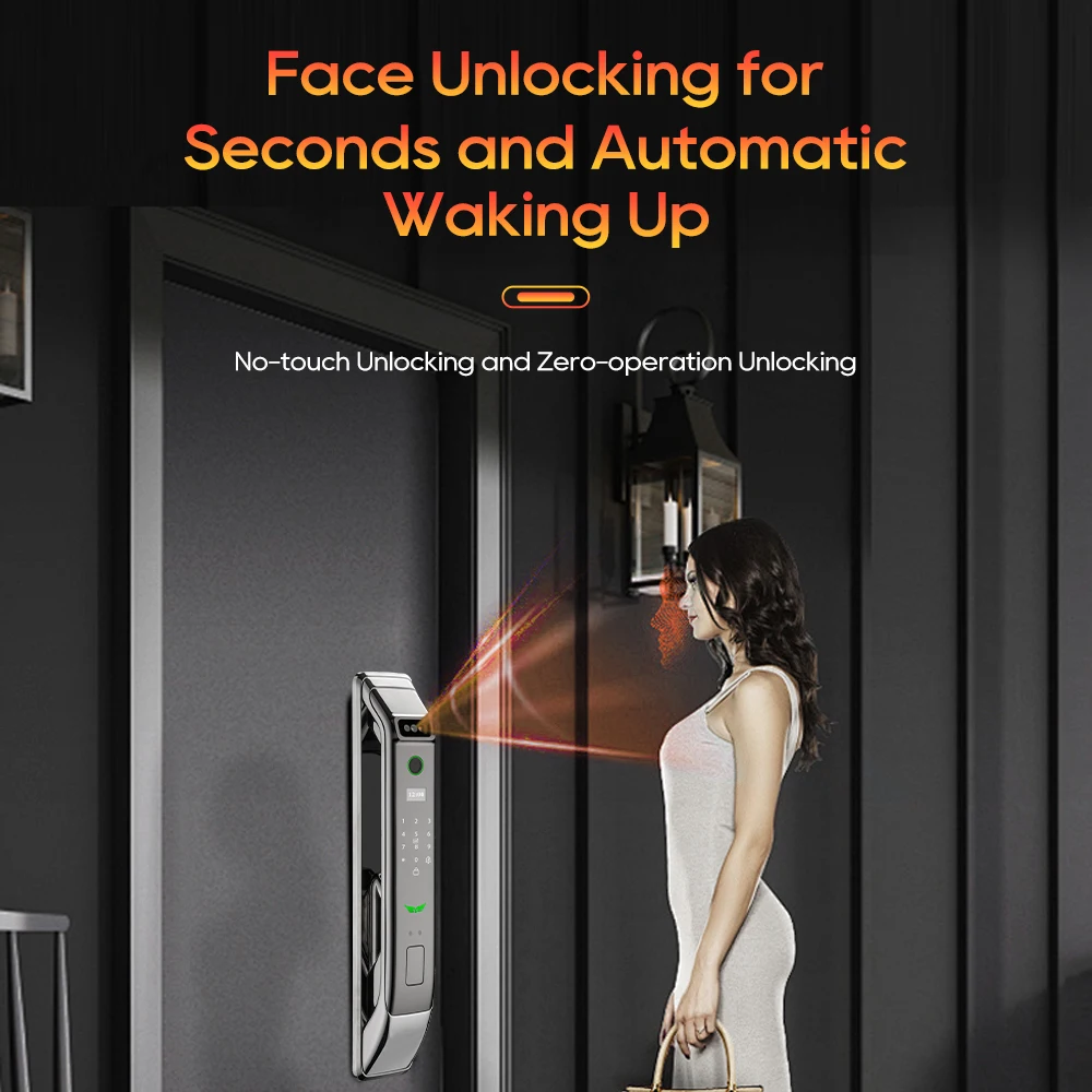 SANKESONG 3D Face Smart Door Lock Wifi Security Face Camera Fingerprint Password Biometric Electronic Key Unlock