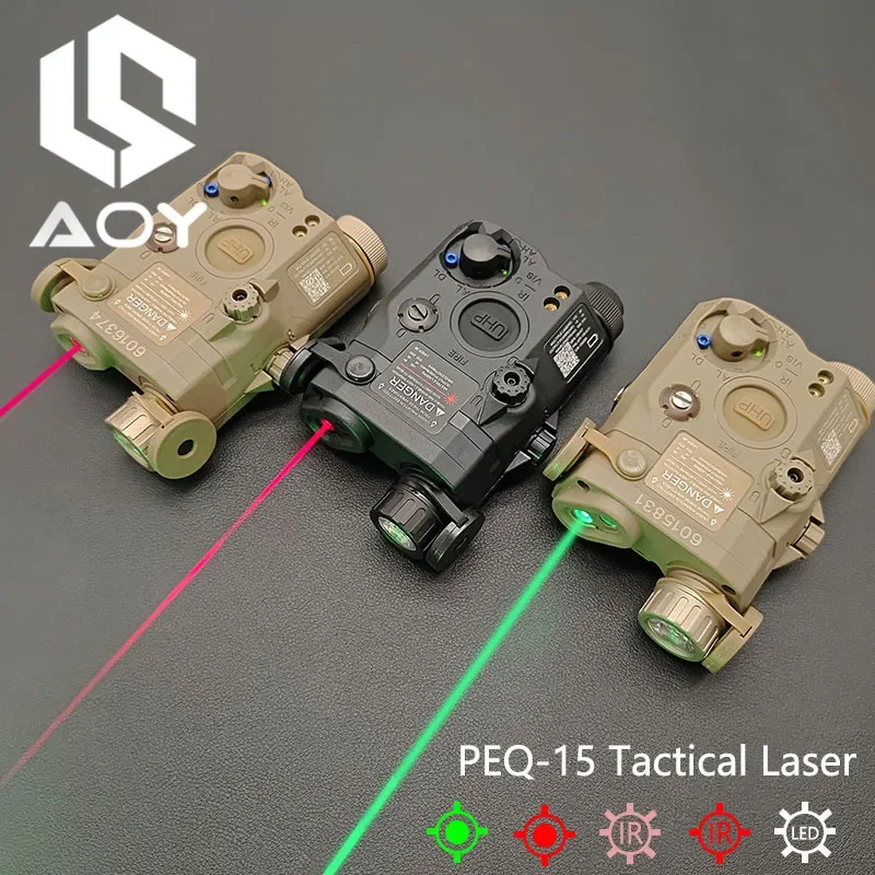 Tactical PEQ-15 PEQ15 White LED/Red Green Laser Weapon IR Aiming Indicator Airsoft Outdoor Hunting Aiming Weapon Fit 20MM Rail