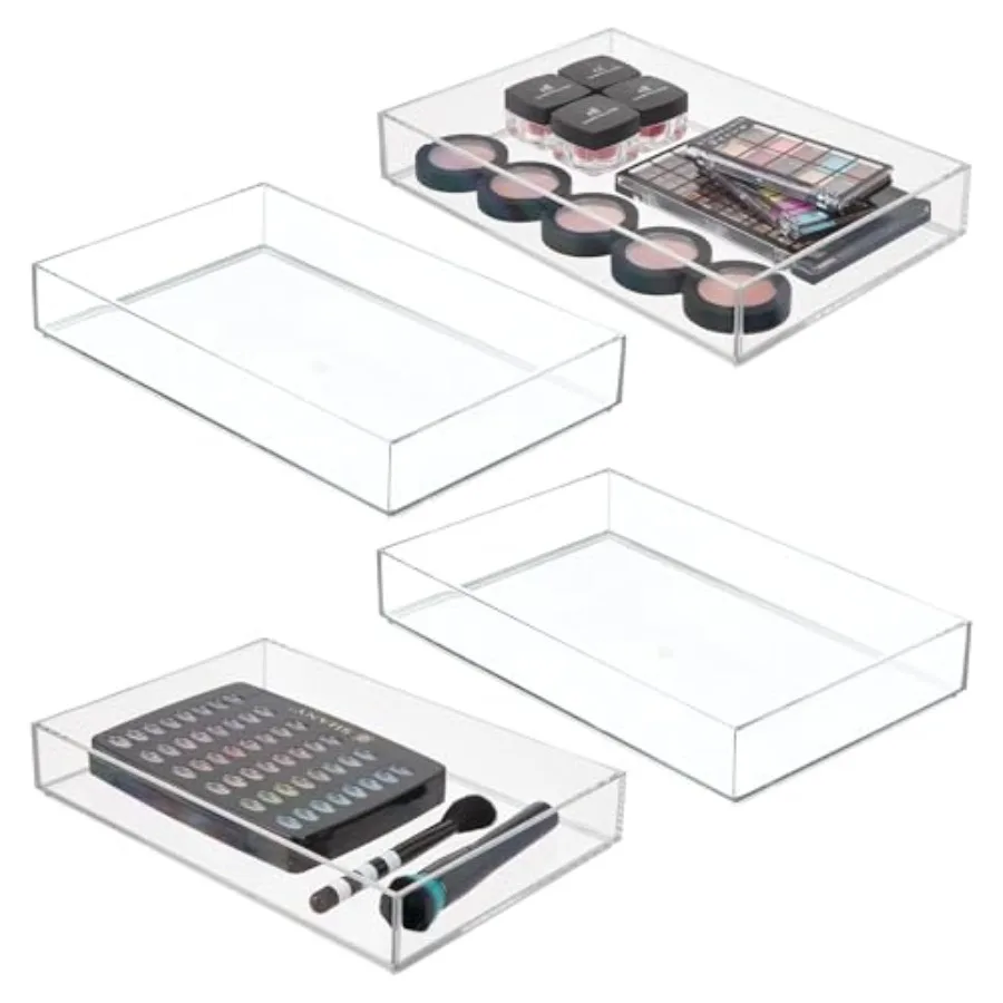 

Makeup Drawer Organizer Tray for Vanity or Bathroom Countertop - Set of 4 Clear