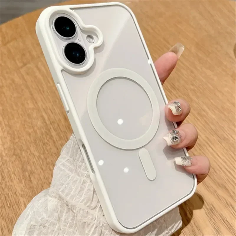 Fashion Clear Magnetic For Magsafe Wireless Charge Case For iPhone 16 15 14 Plus 13 12 Mini 11 Pro Max XS Max XR Acrylic Cover