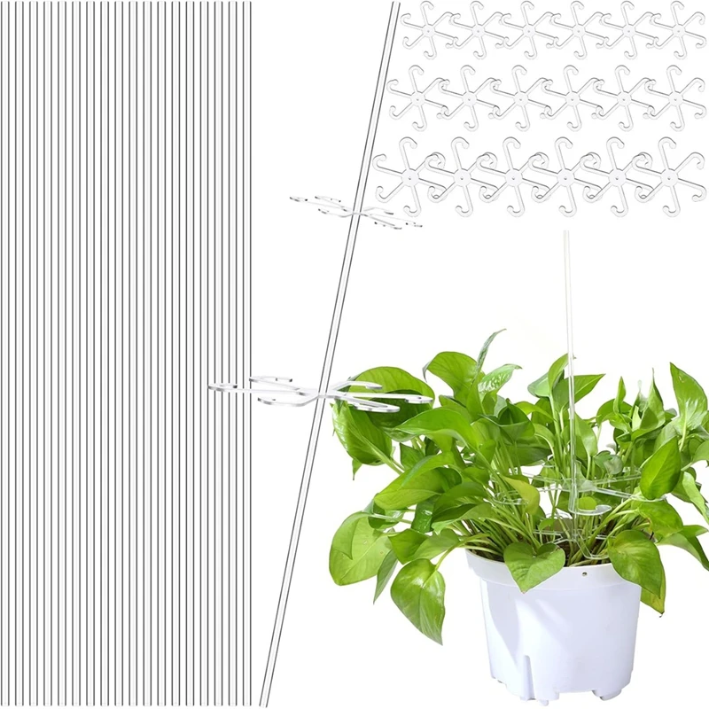 

18 Pcs 16 Inch Acrylic Plant Stakes With Stem Hook Support, Plant Support Garden Stakes Clear Plant Sticks For Plants