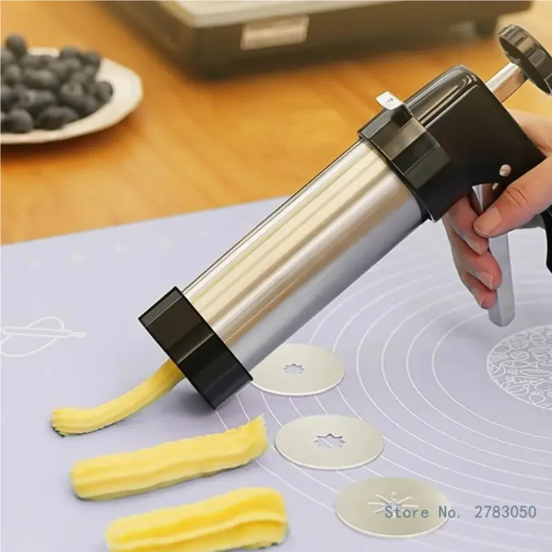 Máquina de Churros em Aço Inoxidável Profissional, Ferramenta de Pressão para Cookies, Acessórios de Cozinha para Decoração de Bolos