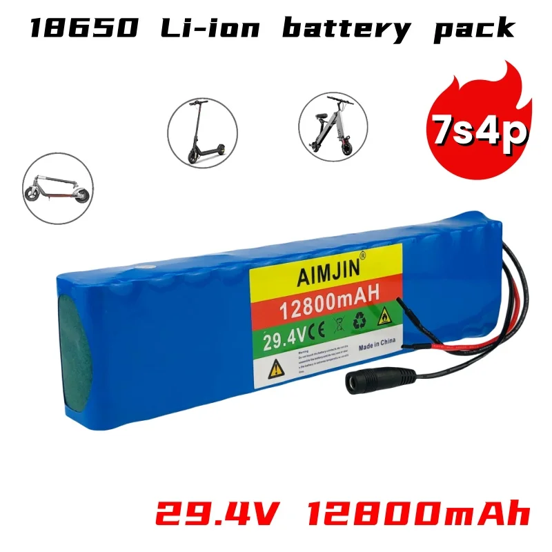 29.4V 7S4P 18650 Rechargeable Lithium Ion Battery Pack 12800mAh Battery + 29.4V DC 2A Charger