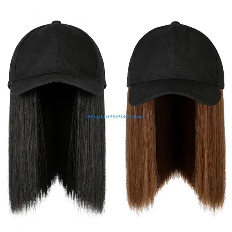 قبعة بيسبول صيفية بشعر طويل مستقيم للنساء من 400A مع شعر مستعار كامل لشركة Head Co #5