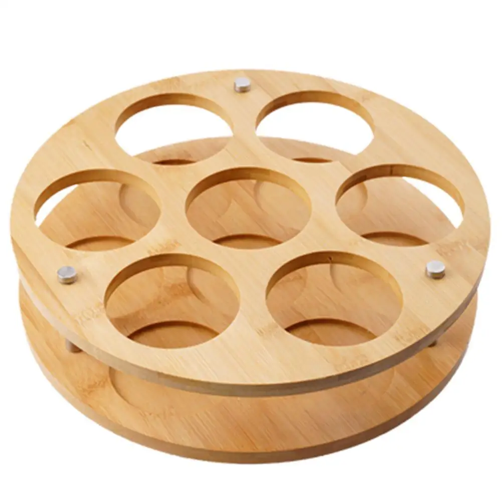 

Wooden Water Bottle Organizer Holder 7 Slots Rotatable Storage Rack Kitchen Countertop Cabinets Display Holder For Stanley Cups