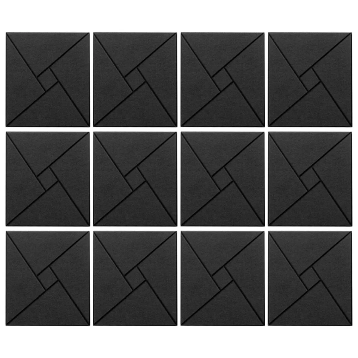 12Pcs Acoustic Panels with Self-Adhesive, 12x12x0.4In Sound Proof Foam Panels, Sound Absorbing Tile for Walls Black