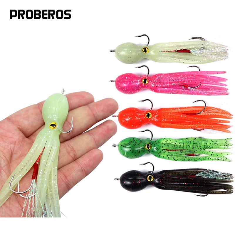 PROBEROS Soft Squid Fishing Bait Lure 21g Lifelike Octopus Swimbait Large Simulation Ocean Fishing Trolling Jig Lures Saltwater