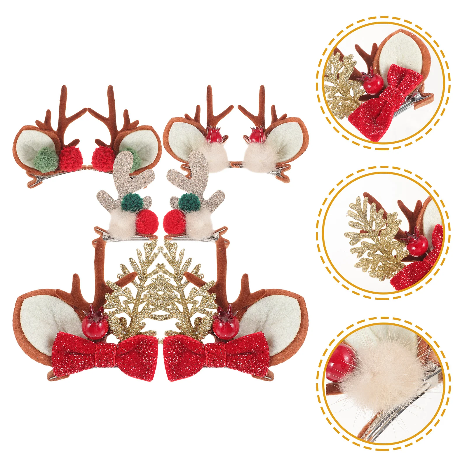 

4Pairs Reindeer Antler Hair Clips Christmas Party Holiday Barrettes Women Hair Accessories Gift Reindeer Antlers