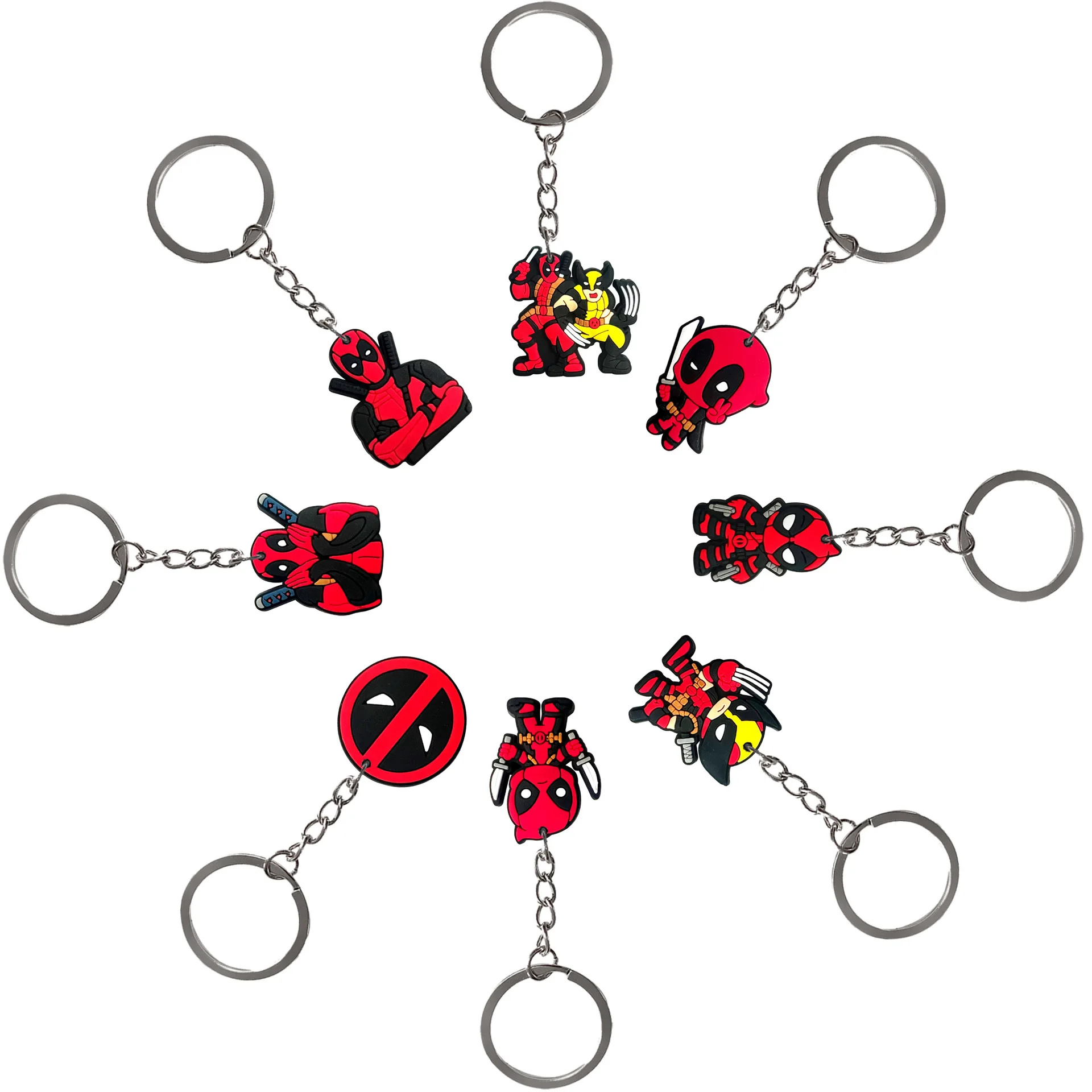 Hot Deadpool and Wolverine Keychain for Car Keys Toy Figures Cute PVC Keyring Man Women Keyring Crafts Kids Party Gift