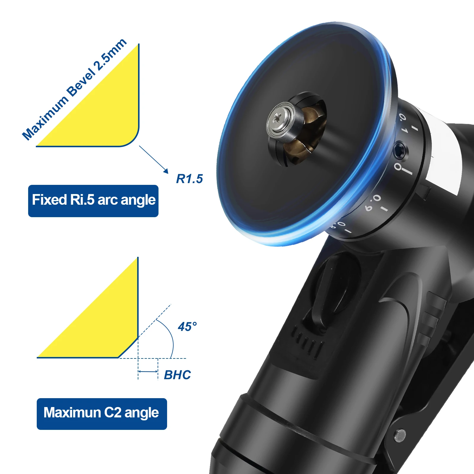 Mini Pneumatic Chamfering Machine 45 Degree Handheld Air Beveling Machine with 1/4 Inch Air Inlet 30000 RPM for Metal Deburring