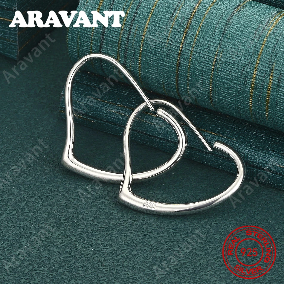 925 Sterling Silver Heart-Shaped Hoop Earrings - Unique Gift For Women, Versatile For Events