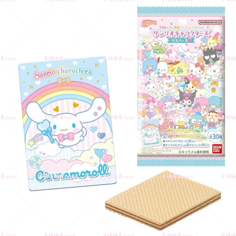 In Stock Japanese Version of Bandai Sanrio Wafer Food Playing Card Six Bombs Kitty Cinnamoroll Character Collections Anime Model