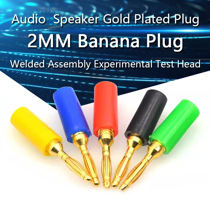 5PC 2mm Banana Plug Audio Banana Plug Speaker Pure Copper Gold Plated Plug Connector Welded Assembly Experimental Test Cord Head