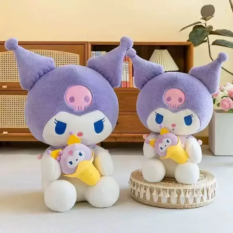Sanrio 60 cm Anime dessin animé Kuromi peluche poupée Kawaii crème glacée série grande taille doux en peluche jeter oreiller enfants cadeau d'anniversaire