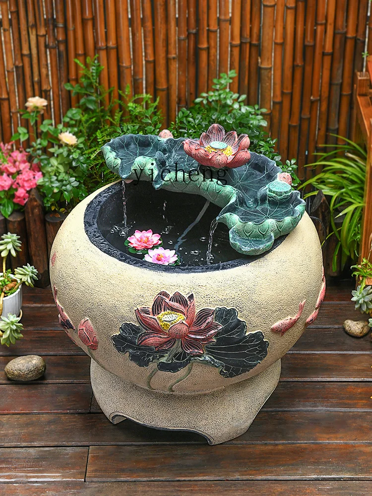 ZC Courtyard Flowing Water Ornaments Circulating Water Outdoor Fish Tank Balcony Small Fish Pond Landscaping