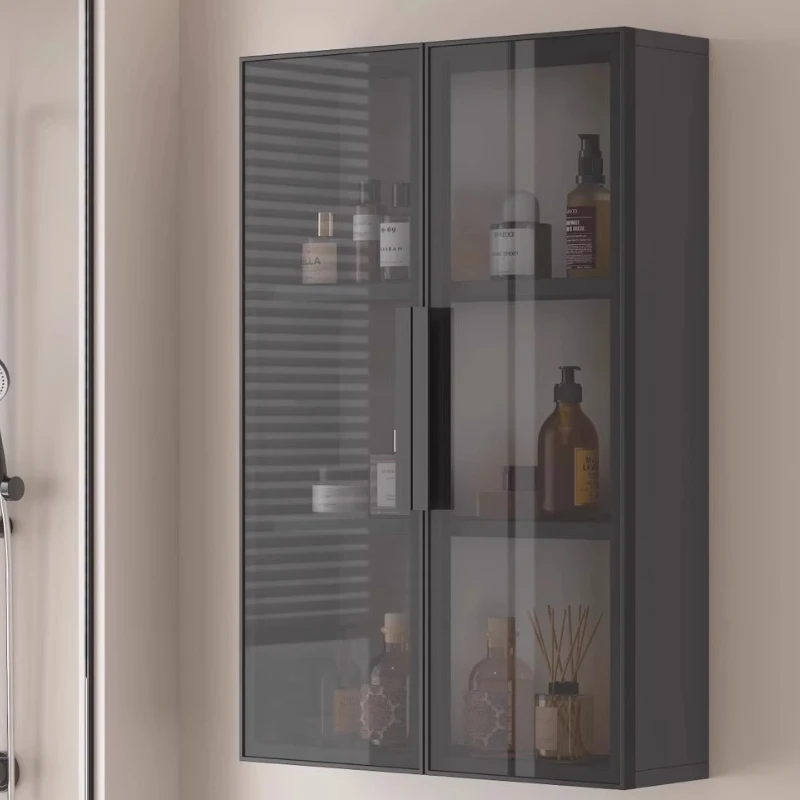 

‌Modern Cream Bathroom Cabinet|Large Capacity Wall-Mounted Shelving|Waterproof Dustproof Storage|Aluminum Alloy Vanity Organizer
