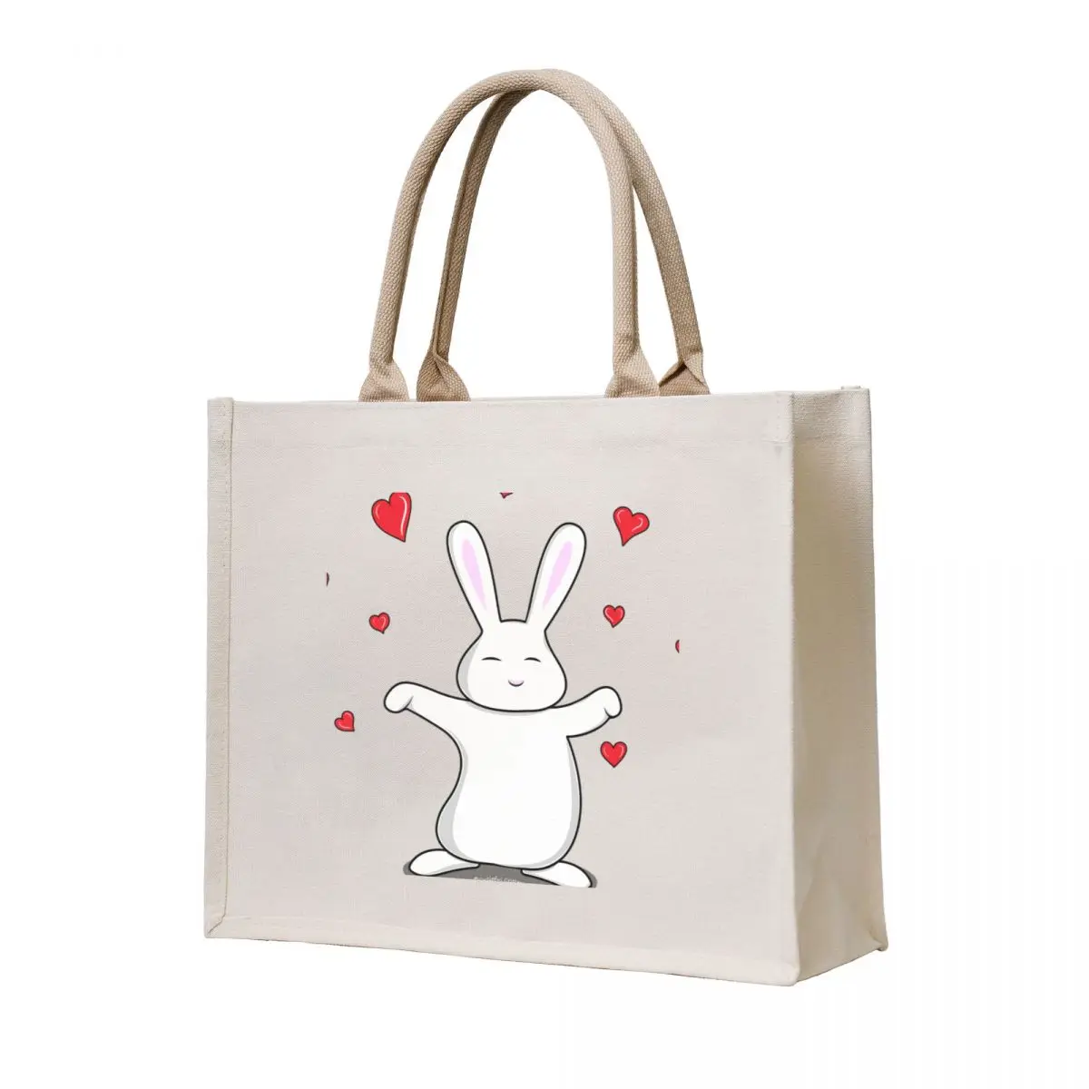

Big Bunny Hug Tote Bag shopper bag women custom tote bag Canvas stote Canvas