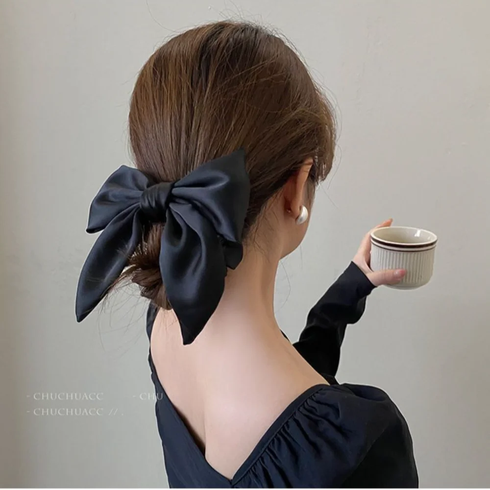 Fashion Cloth Bow Ribbon Hair Tie Solid Color Scrunchies Bow Hair Tie Bow Hair Accessories Women