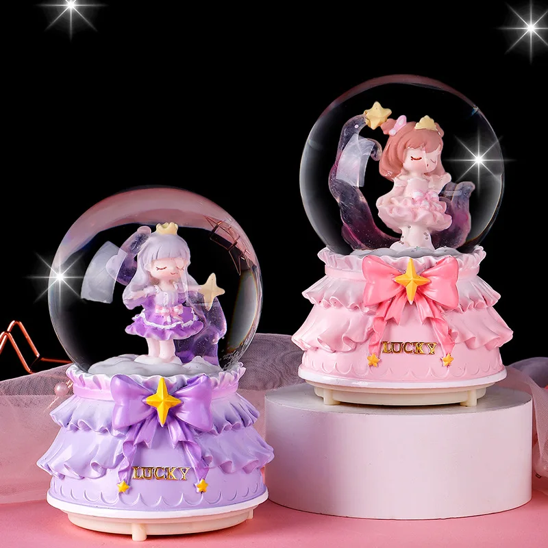 Creative Snowball Music Box Luminous Crystal Ball Girl\'s Birthday Gift Home Decoration