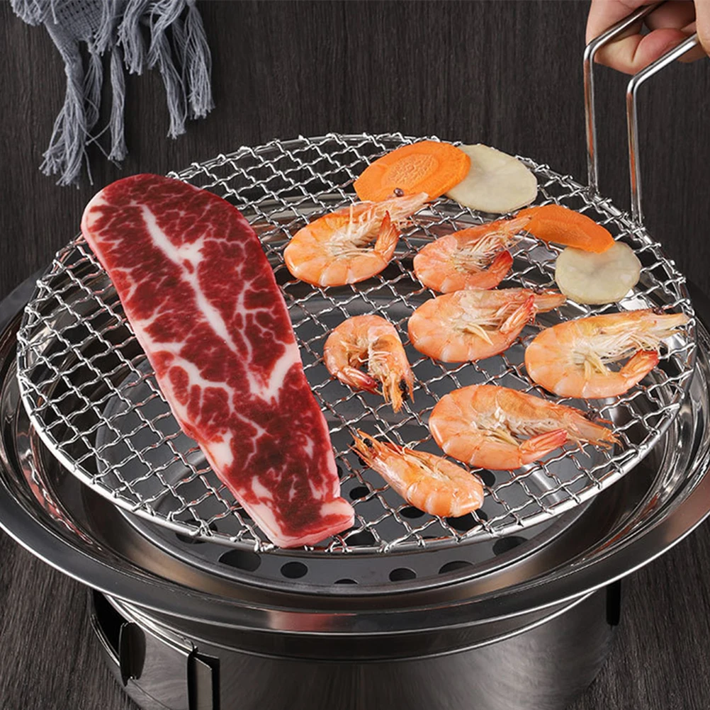 

Barbecue Mesh With Handle Stainless Steel Grill Mat For Outdoor Bbq Wear-Resistant Baking Grid Perfect For Meat Fish