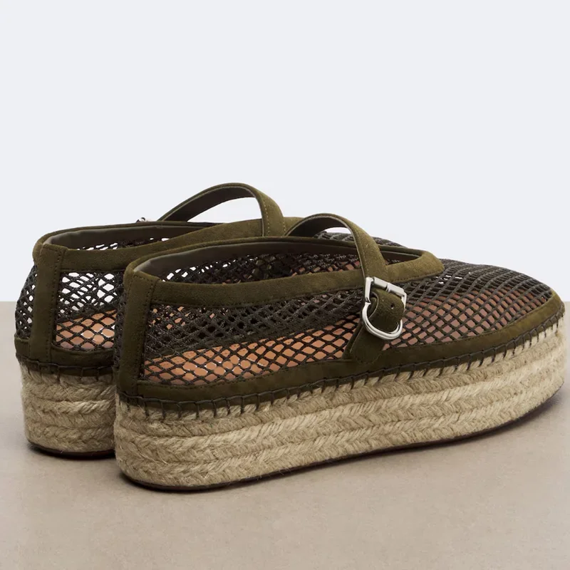 Platform Mesh Patchwok Hollow Out Sandals Sexy Round Toe Thick Heel Customized New Arrivals Fashion Women Modern Shoes