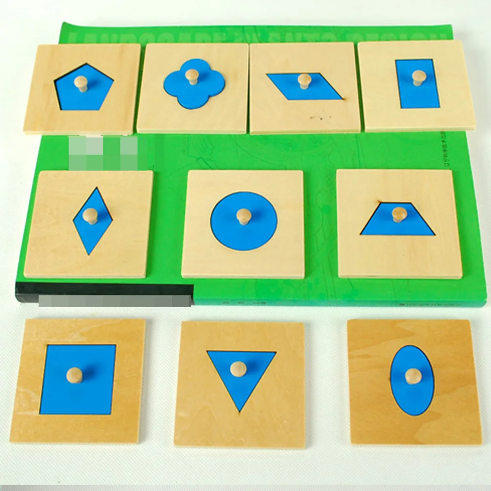 10Pcs Wood Shape Insets Educational Puzzle Set Early Childhood Development Math Color Recognition Eye Coordination