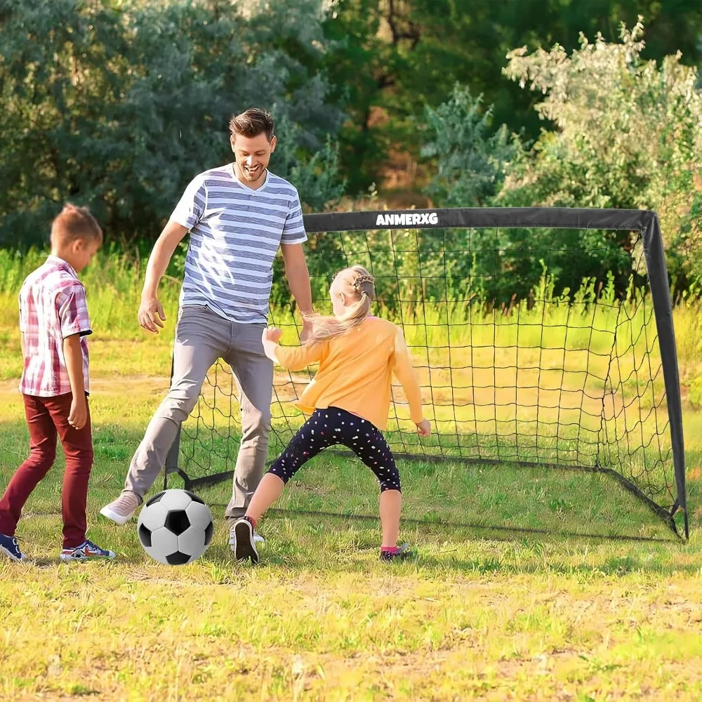 Set porta calcio portatile per bambini 6x4FT con pompa a sfera e coni - Attrezzatura da allenamento pieghevole per sport in giardino