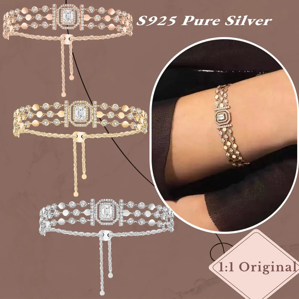 Gleaming original White Gold Diamond Bracelet Sterling Silver 925 Bracelets Luxury woman Jewelry Accessories