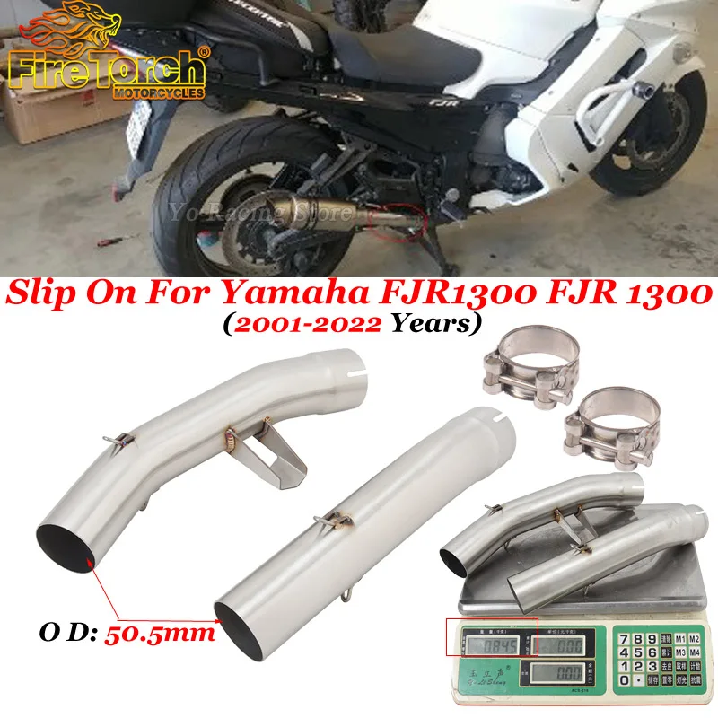 Slip On For Yamaha FJR1300 FJR 1300 2001 - 2022 Motorcycle Exhaust Escape Modify Double Side Link Pipe Connecting 51mm Muffler