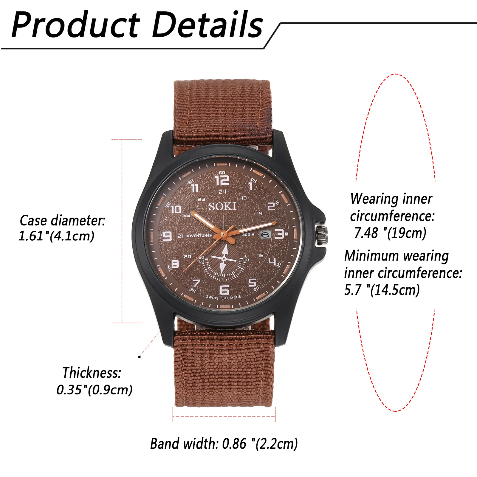 LANCARDO Men Tactical Military Fallow Watch Field Waterproof Simple Large Dial Calendar Monocular decoration Nylon Braided Strap