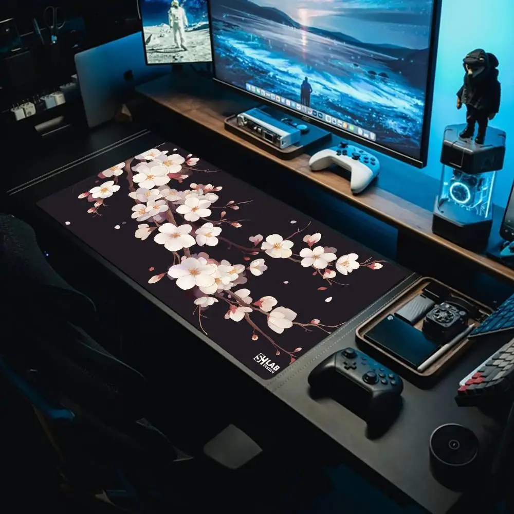 

Night cherry blossoms in full bloom animation mouse pad large game mouse pad keyboard rubber anti-wrinkle non-slip table mat