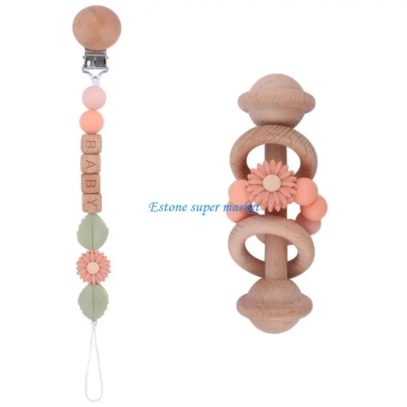

090B Rattle Shake Toy Pacifier Clip for Baby Newborn Teething Toy Shower Gift