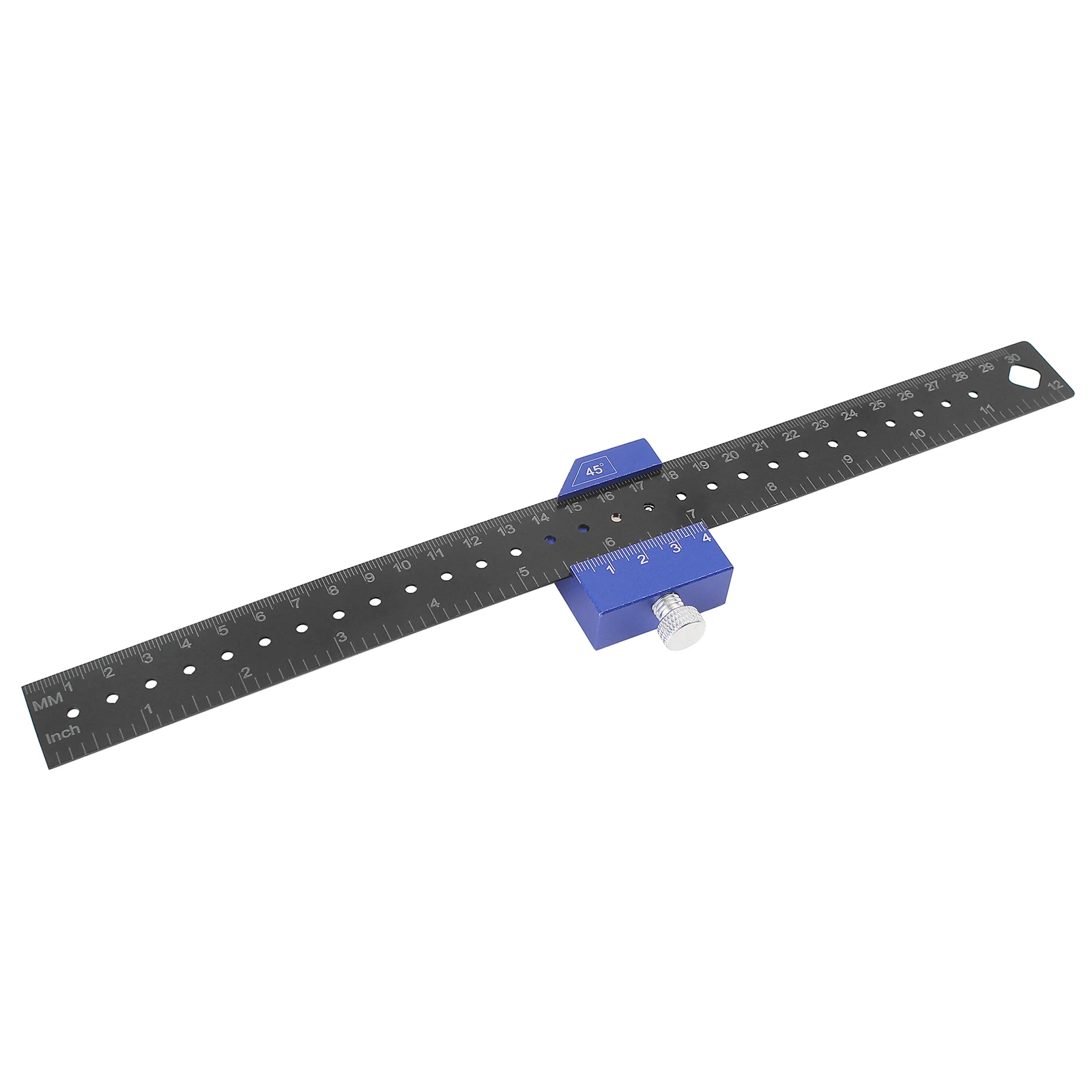 Woodworking Ruler Precision Pocket Metal Slide Rule Inch and Metric T-Type Scribing and Square Ruler for Marking and Measuring