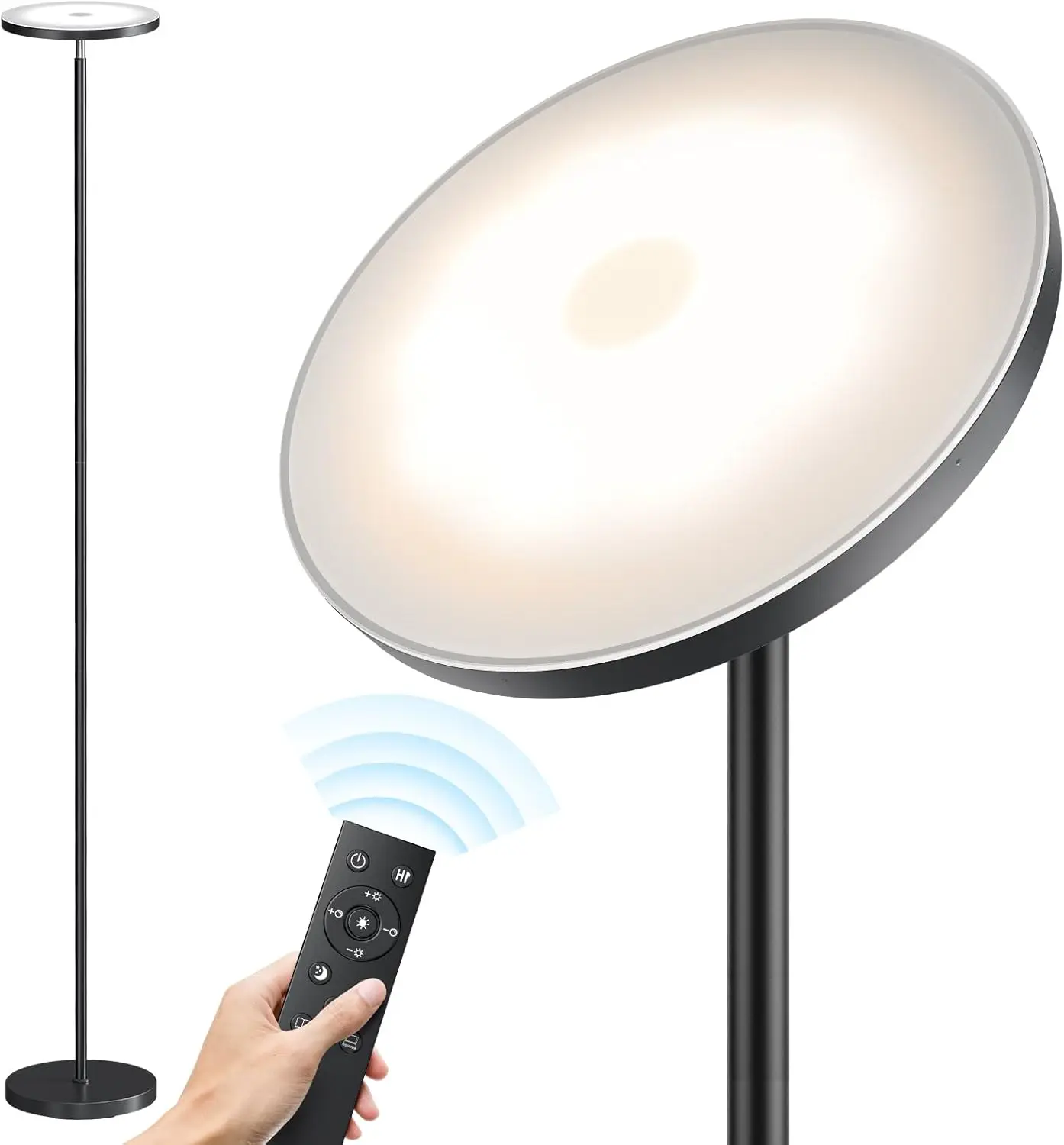 

Modern LED Floor Lamp with Remote Control, 69" Tall Stepless Dimmable Standing Light for Living Room, Bedroom, Office