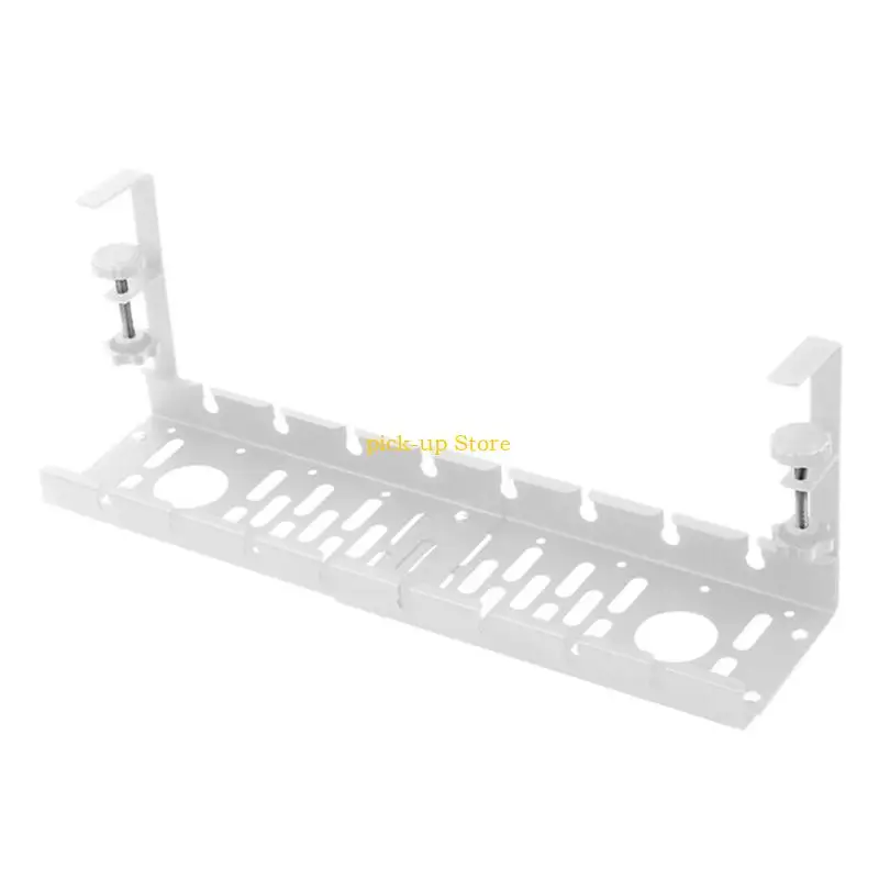 Q5WA توسيع نطاق تحت صينية تخزين كابل المكتب مع حبل المشبك يحمل شرائط الطاقة قابلة للتعديل 40 سم إلى 52 سم الطول