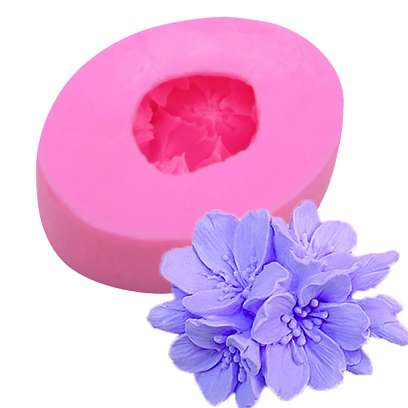 Molde de silicona de flor de melocotón para hacer Fondant de flores, herramientas de molde de silicona para decoración de pasteles hechos a mano, 1 unidad